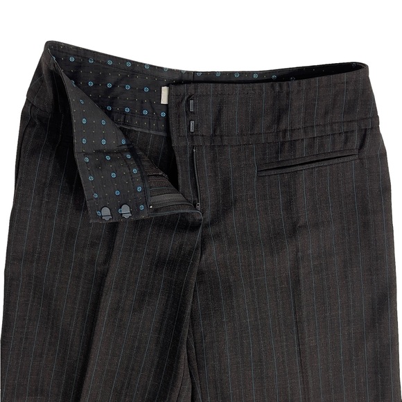 Trina Turk size 4 Dark Gray & Turquoise Pinstripe Wide Leg Pants - Picture 6 of 14